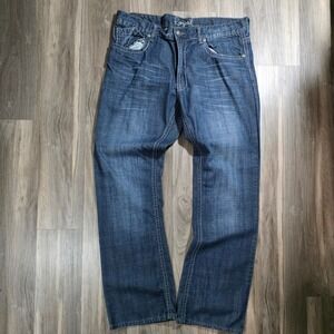 Royal Premium Mens Straight Leg‎ Jeans Dark Wash Blue 38x32 Cotton